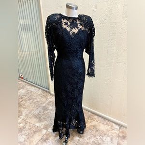 Margi Kent Vintage Black Lace Dress Neiman Marcus